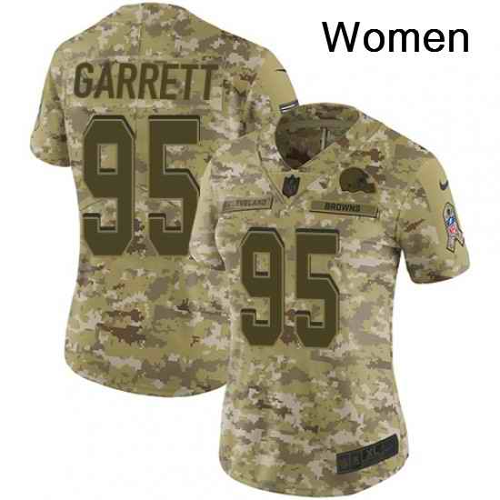 Womens Nike Cleveland Browns 95 Myles Garrett Limited Camo 2018 Salute to Service NFL Jersey